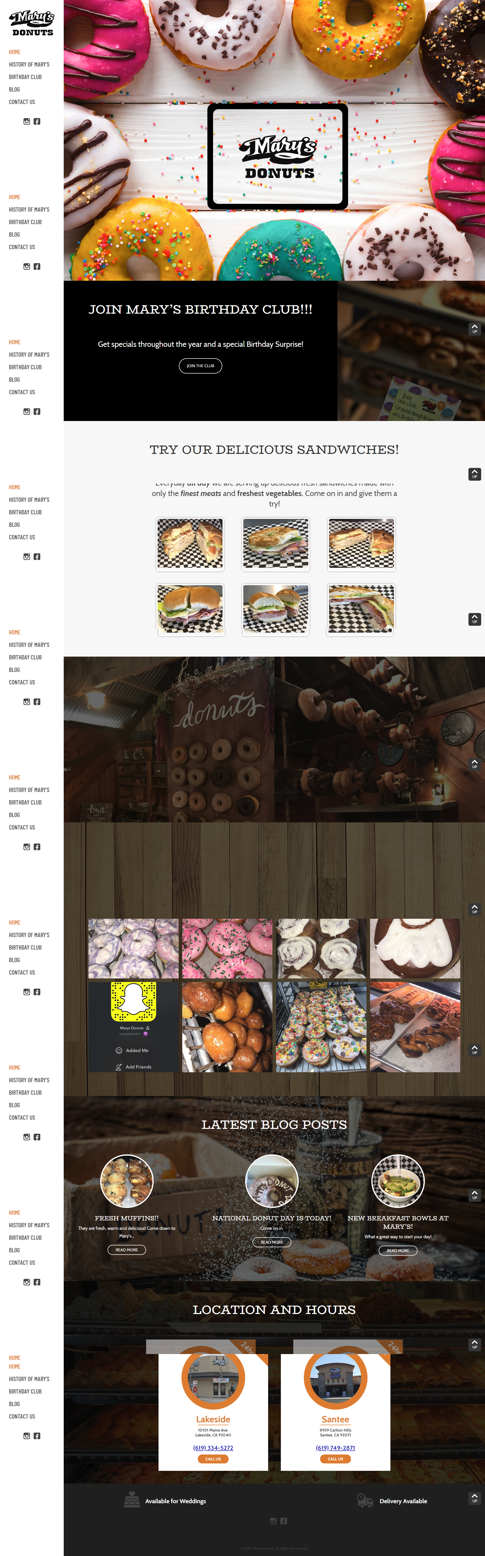 Mary's Donuts website